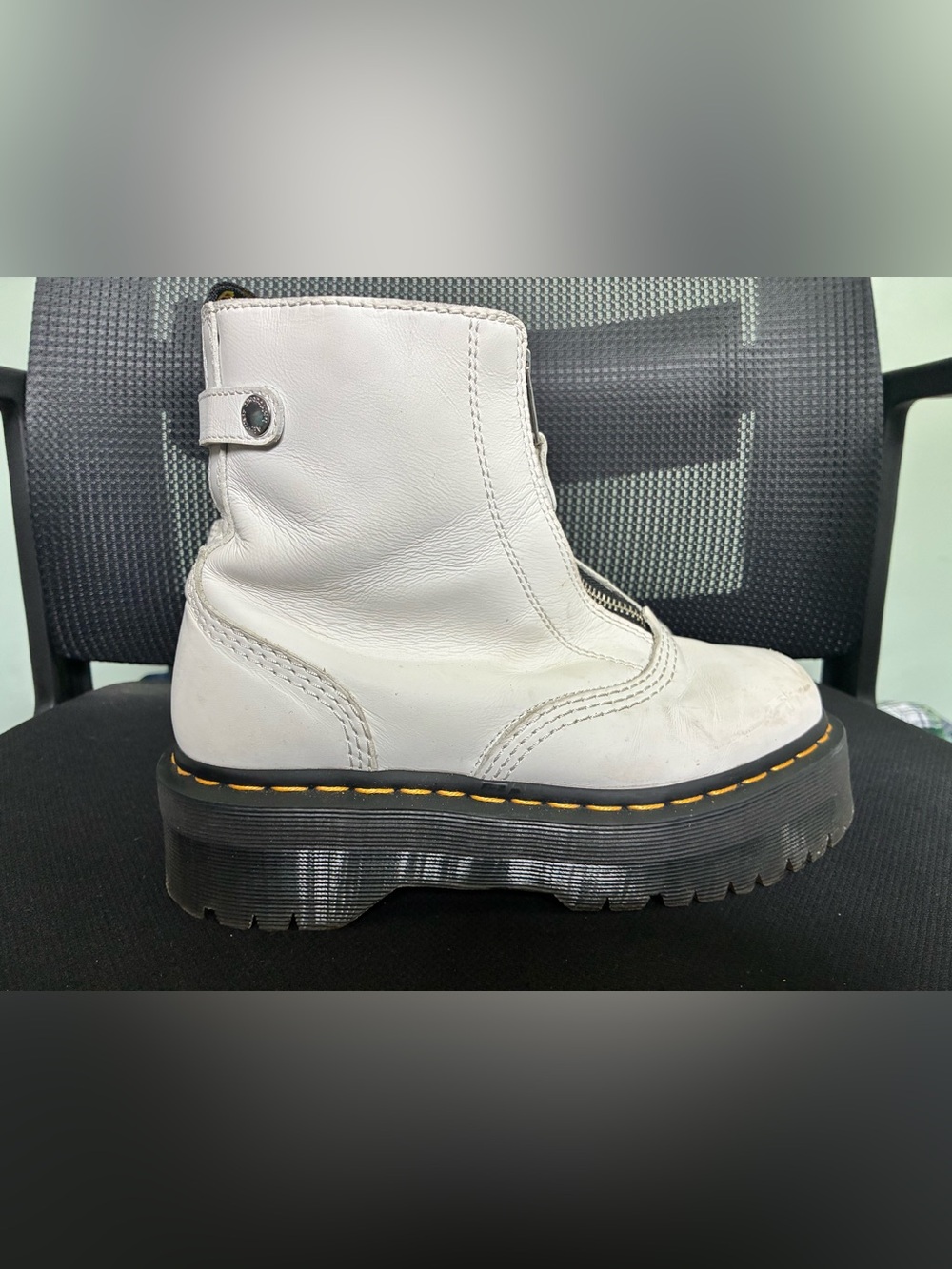 Dr Martens Jetta White Leather Platform Zip Boots Women’s 7 EU 38